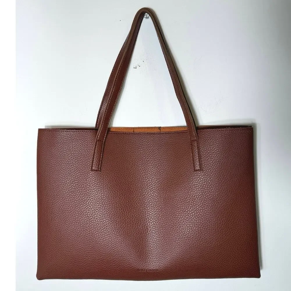 NWOT Vince Camuto 17x12 Brown Black Stripe Vegan Leather Luck Tote Laptop Bag
